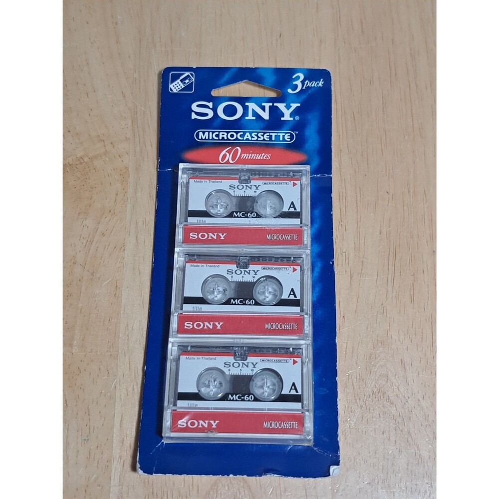 BRAND NEW SEALED Sony MC-60 Microcassette Tapes 3 Pack Blank Audio